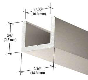 Brushed Nickel Frameless Shower Door Aluminum Regular U-Channel for 3/8